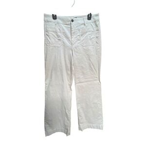 J.Crew Re-Imagined Wide Leg Patch Pocket Pants Ivory White 30T Tall Cotton Linen